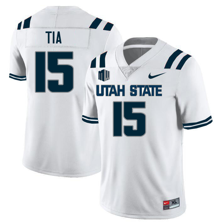 Utah State Aggies #15 Otto Tia College Football Jerseys Stitched Sale-White
